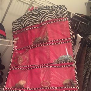 Pink and black zebra jewelry hanger